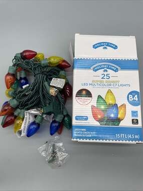 Holiday Time 25-Count Multicolor Super Bright LED C7 Christmas Lights 15ft